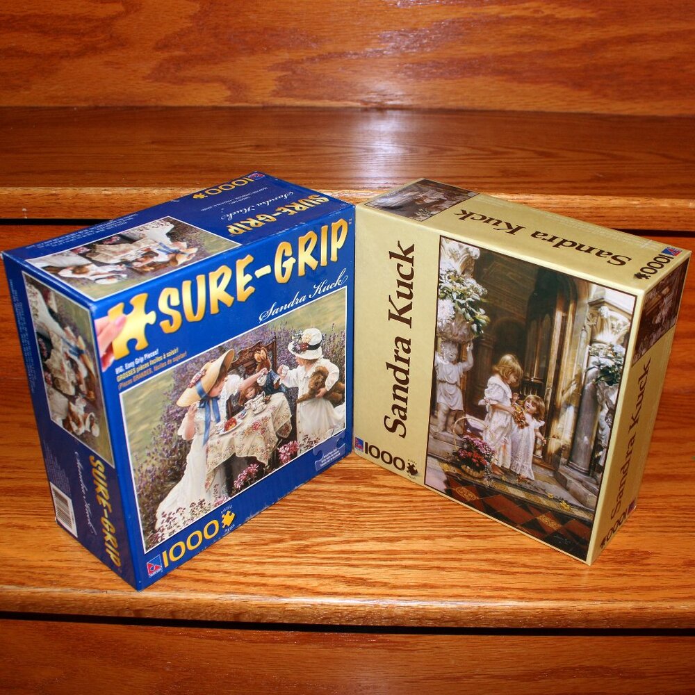 3/$55❤️TWO 2 x Sandra Kuck 1000 pcs puzzles ~ Garden Party + Flowers For Her